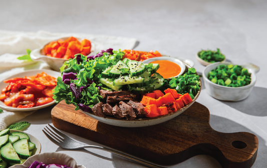 Korean Kimchi Salad with steak